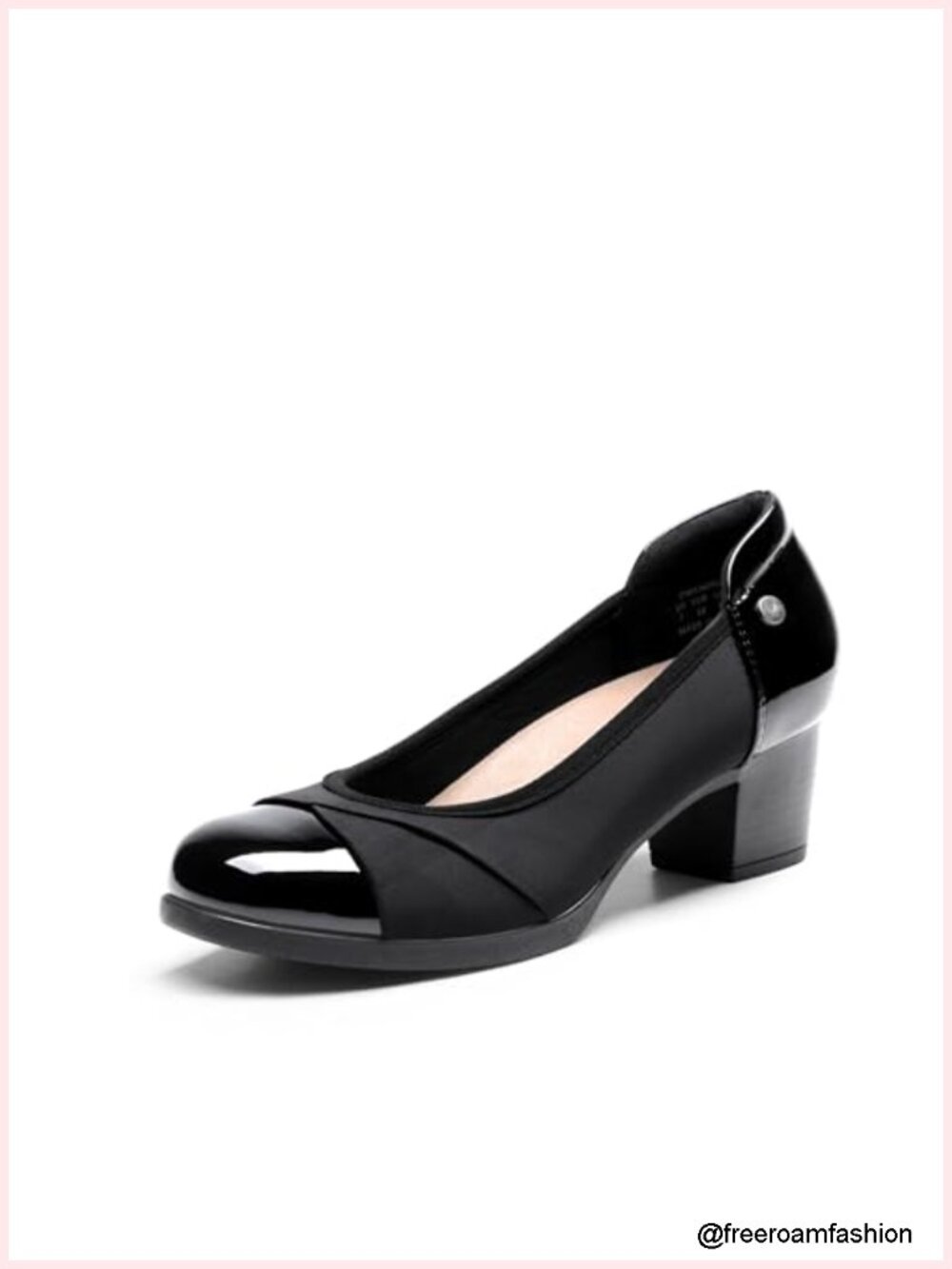 Low Chunky Block Heel Pumps with Arch Support Cushioned Insole Anti-Slip Sole